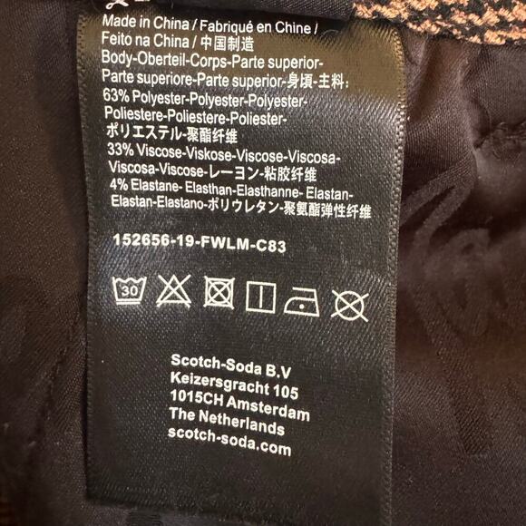 Scotch & Soda Houndstooth Shooting Star Tapered Trousers in "Brown Flock" Sz M - Picture 14 of 14